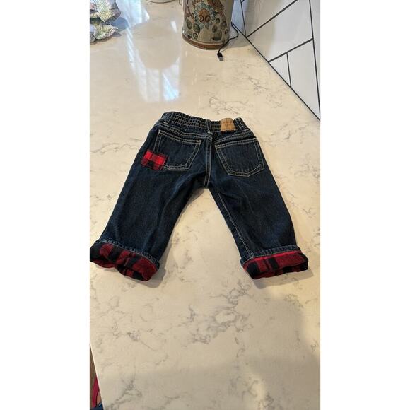 OshKosh B'gosh Baby's Patch moose patch fleece lined jeans winter cabin sz 12 m - Picture 6 of 6